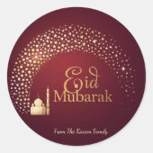 Personalized Eid Mubarak Muslim modern Classic  Ronde Sticker (Voorkant)
