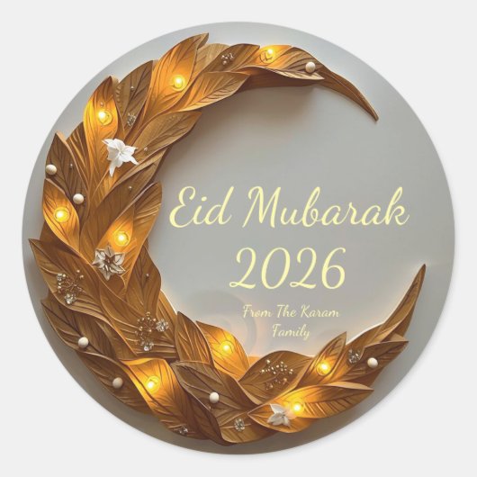 Personalized Eid Mubarak Muslim modern Classic  Ronde Sticker (Voorkant)