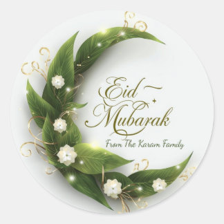 Personalized Eid Mubarak Muslim modern Classic  Ronde Sticker