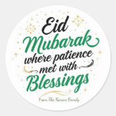 Personalized Eid Mubarak Muslim modern Classic  Ronde Sticker (Voorkant)