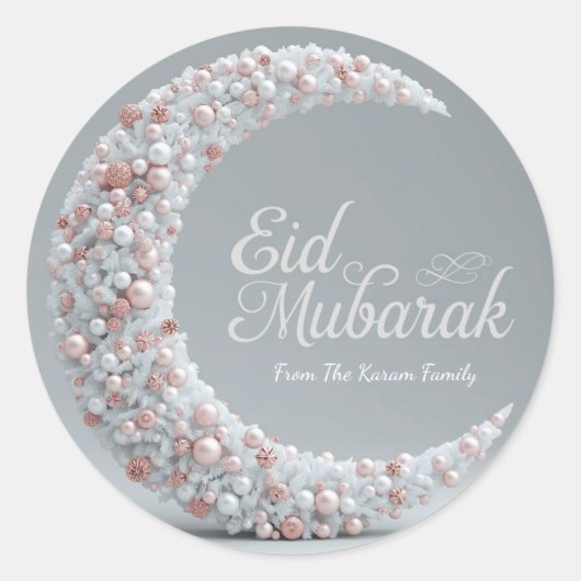 Personalized Eid Mubarak Muslim modern Classic  Ronde Sticker (Voorkant)