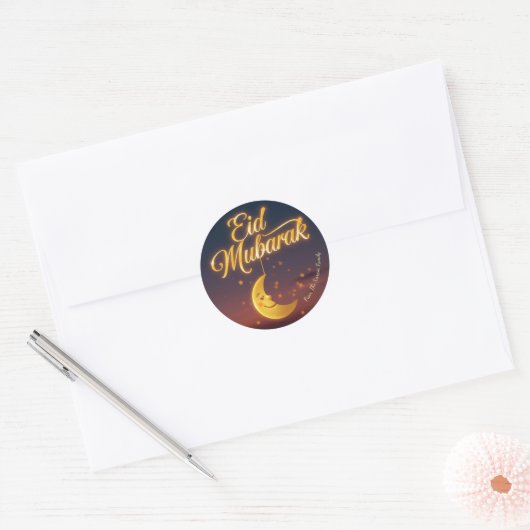 Personalized Eid Mubarak Muslim modern Ronde Sticker (Envelop)
