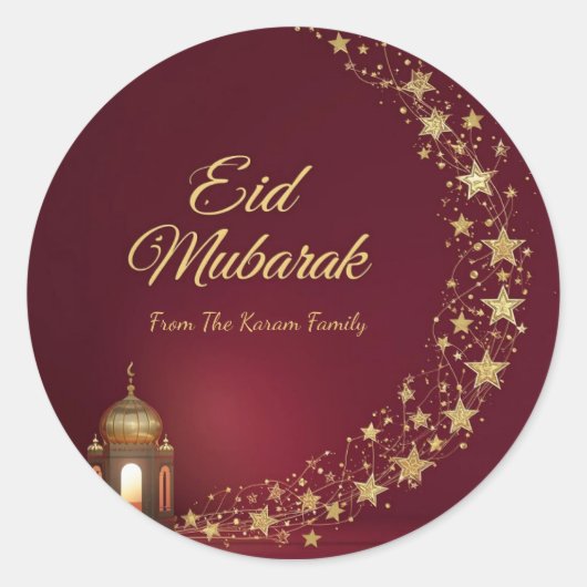 Personalized Eid Mubarak Muslim modern  Ronde Sticker (Voorkant)