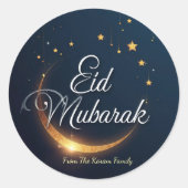 Personalized Eid Mubarak Muslim modern  Ronde Sticker (Voorkant)