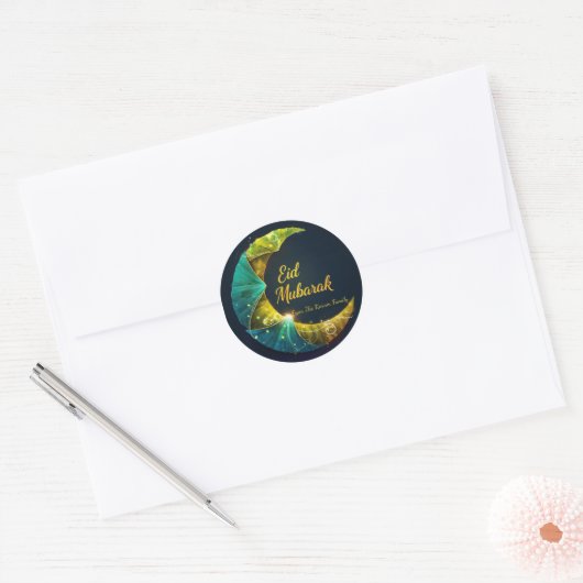 Personalized Eid Mubarak Muslim modern Ronde Sticker (Envelop)