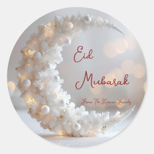 Personalized Eid Mubarak Muslim modern  Ronde Sticker (Voorkant)