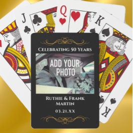 Personalized Elegant 50th Anniversary Photo Gift Pokerkaarten