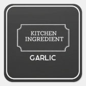 Personalized Elegant Black Square Food Labels (Voorkant)