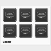 Personalized Elegant Black Square Food Labels (Vel)