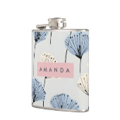 Personalized Elegant Blue Flower Illustration Heupfles (Links)