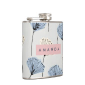 Personalized Elegant Blue Flower Illustration Heupfles (Rechts)