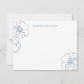 Personalized Elegant Blue Modern Line Art Floral Notitiekaartje (Voorkant)