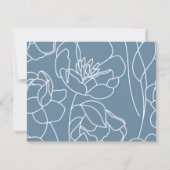 Personalized Elegant Blue Modern Line Art Floral Notitiekaartje (Achterkant)