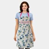 Personalized Elegant Blue Wildflower Design  Schort (Gedragen)