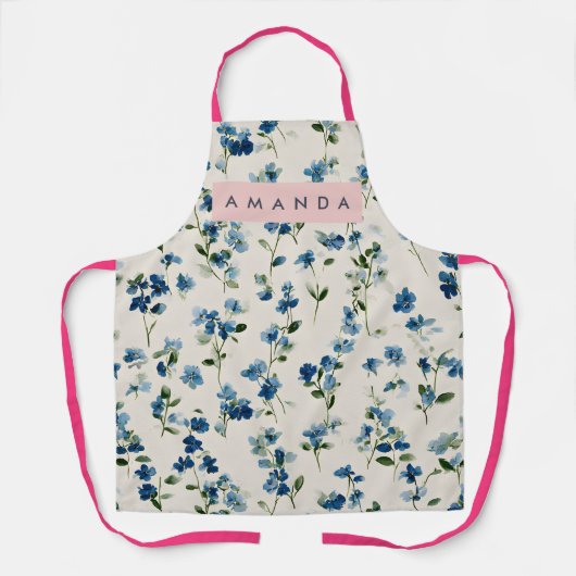 Personalized Elegant Blue Wildflower Design  Schort (Voorkant)