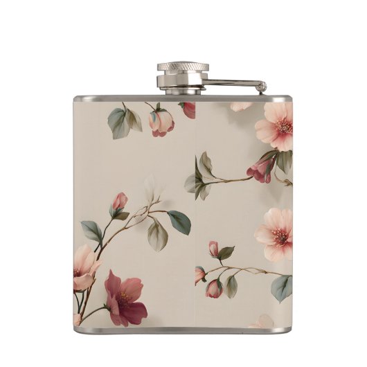 Personalized Elegant Blush Floral Vine Style Heupfles (Achterkant)