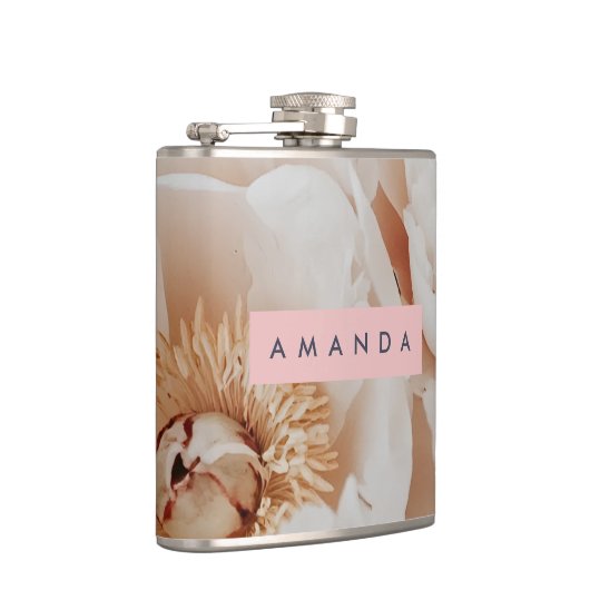 Personalized Elegant Blush Peony Floral Art Heupfles (Rechts)