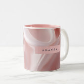 Personalized Elegant Blush Pink Satin Design Tweekleurige Koffiemok (Voorkant rechts)
