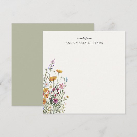 Personalized Elegant Boho Floral Note Card Notitiekaartje (Voorkant / Achterkant)