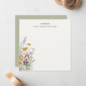 Personalized Elegant Boho Floral Note Card Notitiekaartje (Voorkant / Achterkant in situ)