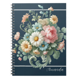 Personalized Elegant Botanical Floral Watercolor Notitieboek