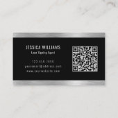 Personalized Elegant Brushed Silver Black QR Code Visitekaartje (Achterkant)
