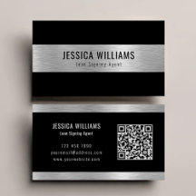 Personalized Elegant Brushed Silver Black QR Code