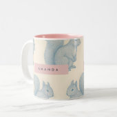 Personalized Elegant Charming Squirrel Pattern Tweekleurige Koffiemok (Voorkant links)