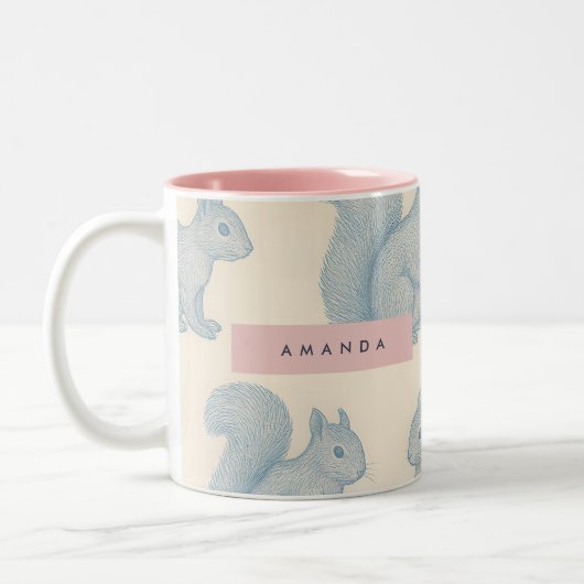 Personalized Elegant Charming Squirrel Pattern Tweekleurige Koffiemok (Links)