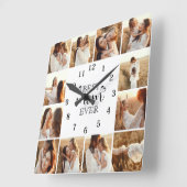 Personalized Elegant Cute Family 12 Photo Collage Vierkante Klok (Hoek)