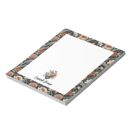 Personalized Elegant Dark Floral Notitieblok (Linkerzijde)