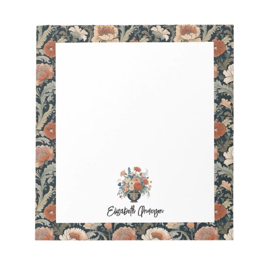 Personalized Elegant Dark Floral Notitieblok (Voorkant)