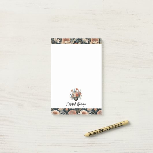 Personalized Elegant Dark Floral Post-it® Notes (Op bureau)