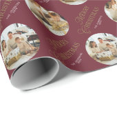 Personalized Elegant Family Photo Red Christmas Cadeaupapier (Rol Hoek)