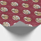 Personalized Elegant Family Photo Red Christmas Cadeaupapier (Hoek)