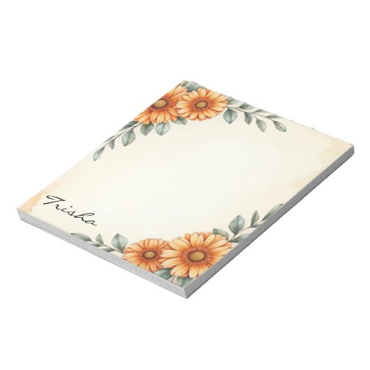 Personalized Elegant Floral Autumn Notepad  Notitieblok (Linkerzijde)