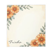 Personalized Elegant Floral Autumn Notepad  Notitieblok (Voorkant)