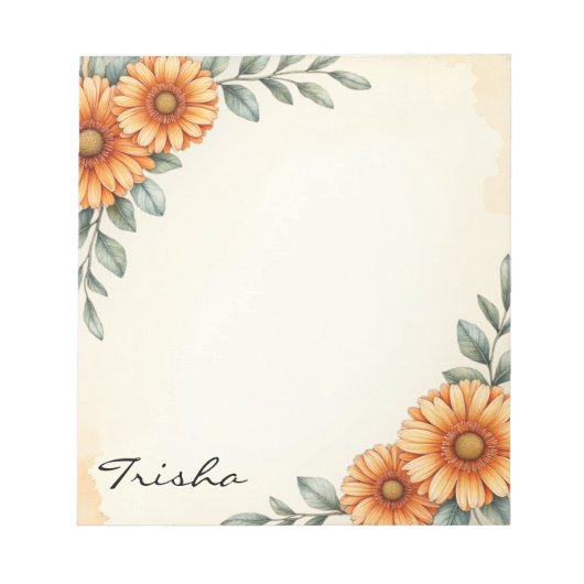 Personalized Elegant Floral Autumn Notepad  Notitieblok (Voorkant)