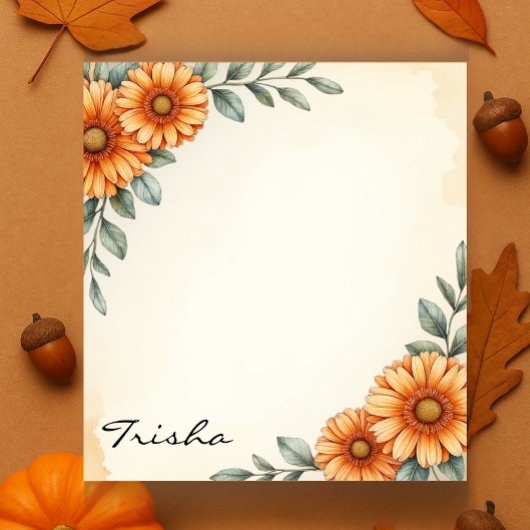 Personalized Elegant Floral Autumn Notepad  Notitieblok