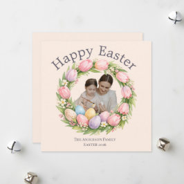 Personalized Elegant Floral Easter  Feestdagenkaart