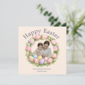 Personalized Elegant Floral Easter  Feestdagenkaart (Staand voorkant)