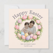 Personalized Elegant Floral Easter  Feestdagenkaart (Voorkant)
