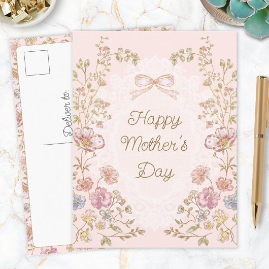 Personalized Elegant Floral Happy Mother’s Day Briefkaart