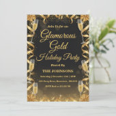 Personalized Elegant Gold Christmas Party Kaart (Staand voorkant)