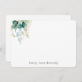 Personalized Elegant Gold Greenery Watercolor  Notitiekaartje (Voorkant / Achterkant)
