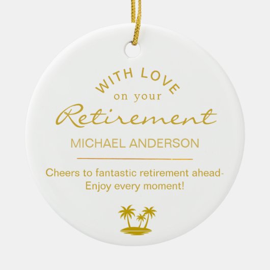  Personalized Elegant Gold Retirement Keepsake Keramisch Ornament (Voorkant)