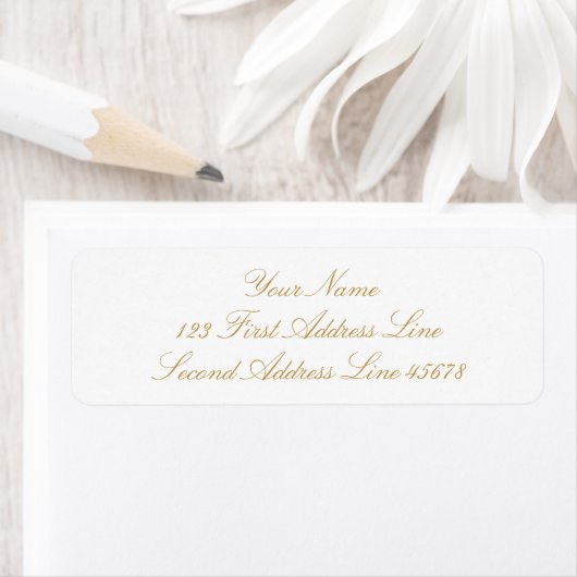 Personalized Elegant Gold & White Return Address Etiket (Insitu)