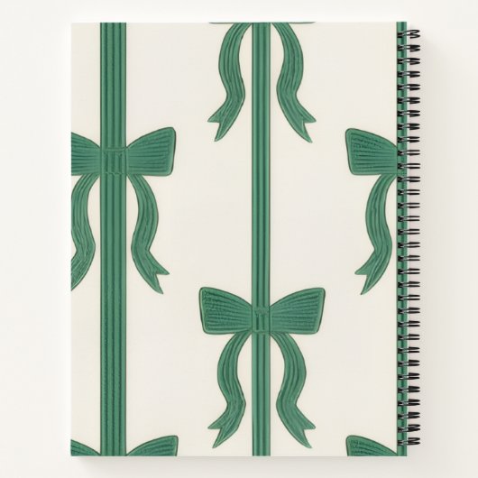 Personalized Elegant Green Bow Ribbon  Notitieboek (Achterkant)