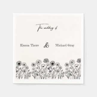 Personalized Elegant Minimalistic Wedding Napkins Servet