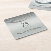 Personalized elegant modern 25th anniversary party kartonnen onderzetters (Schuin)